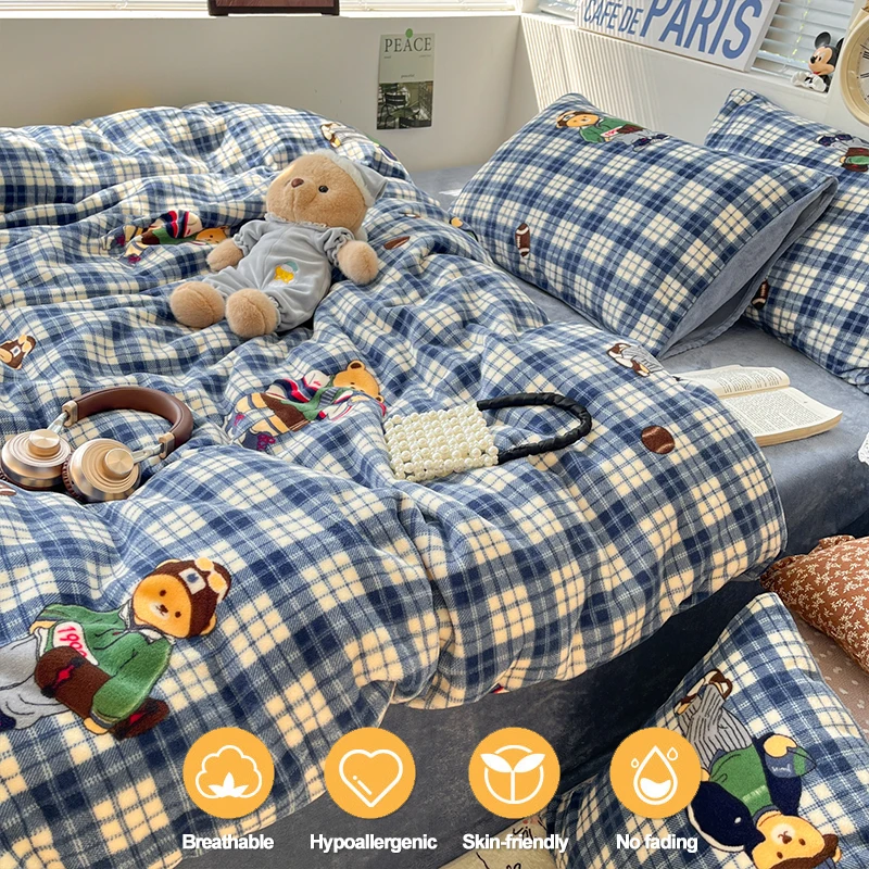 غطاء لحاف من الفلانيل الفاخر، فراش هيبوالرجينيك فائق النعومة ودافئ ومسامي، متين وسهل العناية مع سحاب للإغلاق