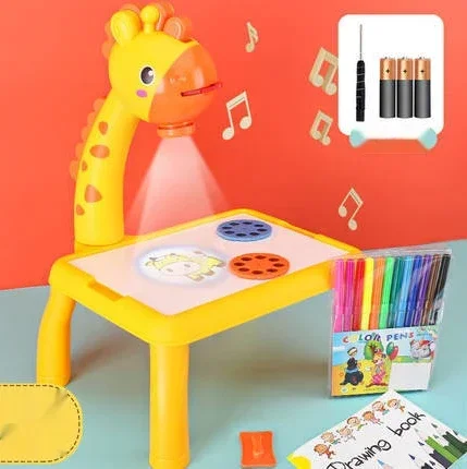 Tablero de dibujo de proyección de sueño de cervatillo multifuncional, tablero de escritura de grafiti, juguetes de mesa de dibujo para niños de guardería