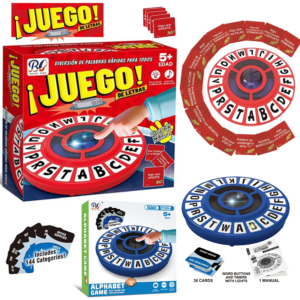 New Spanish Word JUEGO Game Fast-Paced Family Board Game The Quick Thinking Letter Pressing Tapple Games versión en español