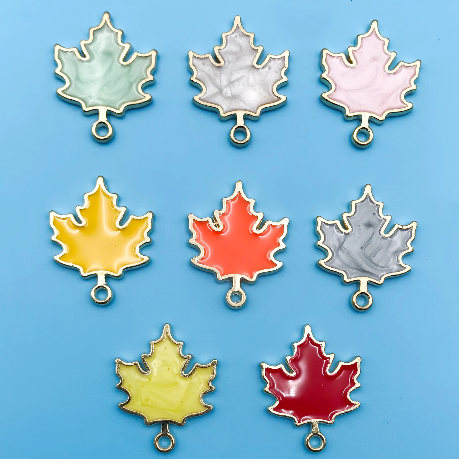 10Pcs Autumn Maple Leaf Charms for DIY Jewellery Making