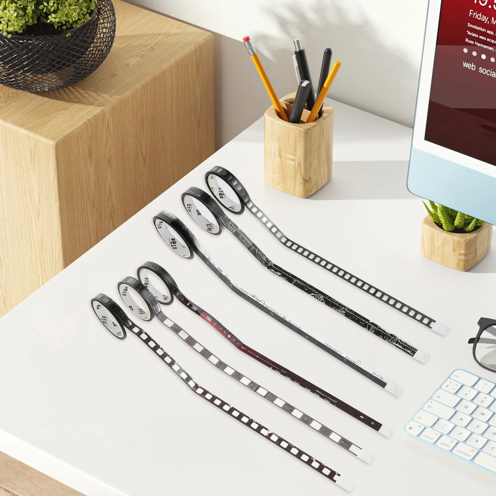 

6 Rolls Vintage Film Reel Pet Stickers Decorative Tape Set for Scrapbook Journaling Planner DIY Crafts Scrap Tape