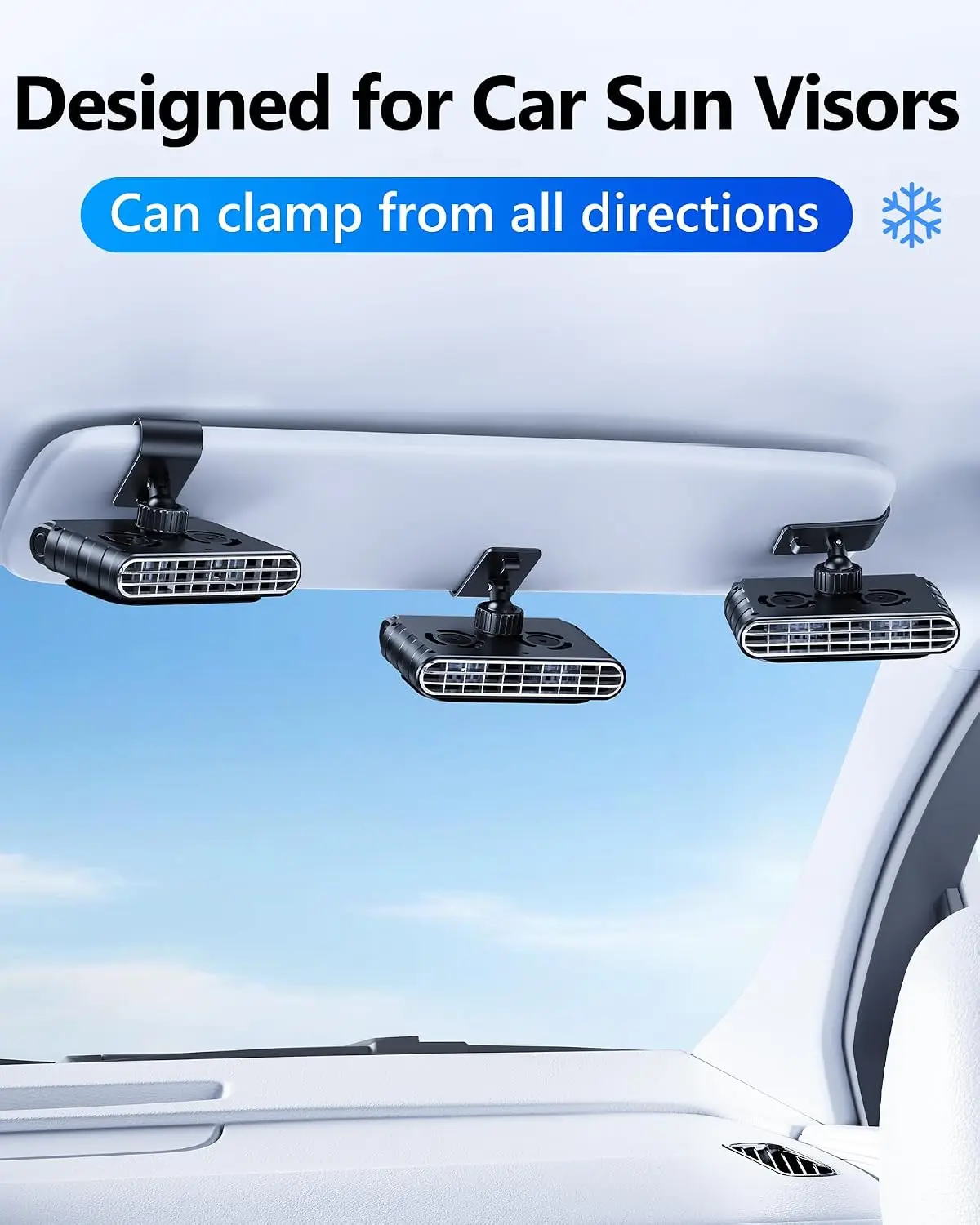 2026 New Upgrade Car Clip On Fan For Sun Visor, 3000mAh Rechargeable Battery Powered Usb Fans That Blow Cold Air, Portable Car C