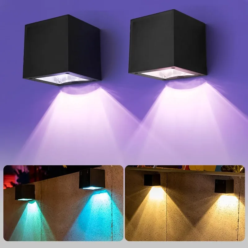 

1/2PCS Solar Wall Light Outdoor Fence Light with Warm White and Colorful Light for Wall Porch Garden Terrace Fence Decoration