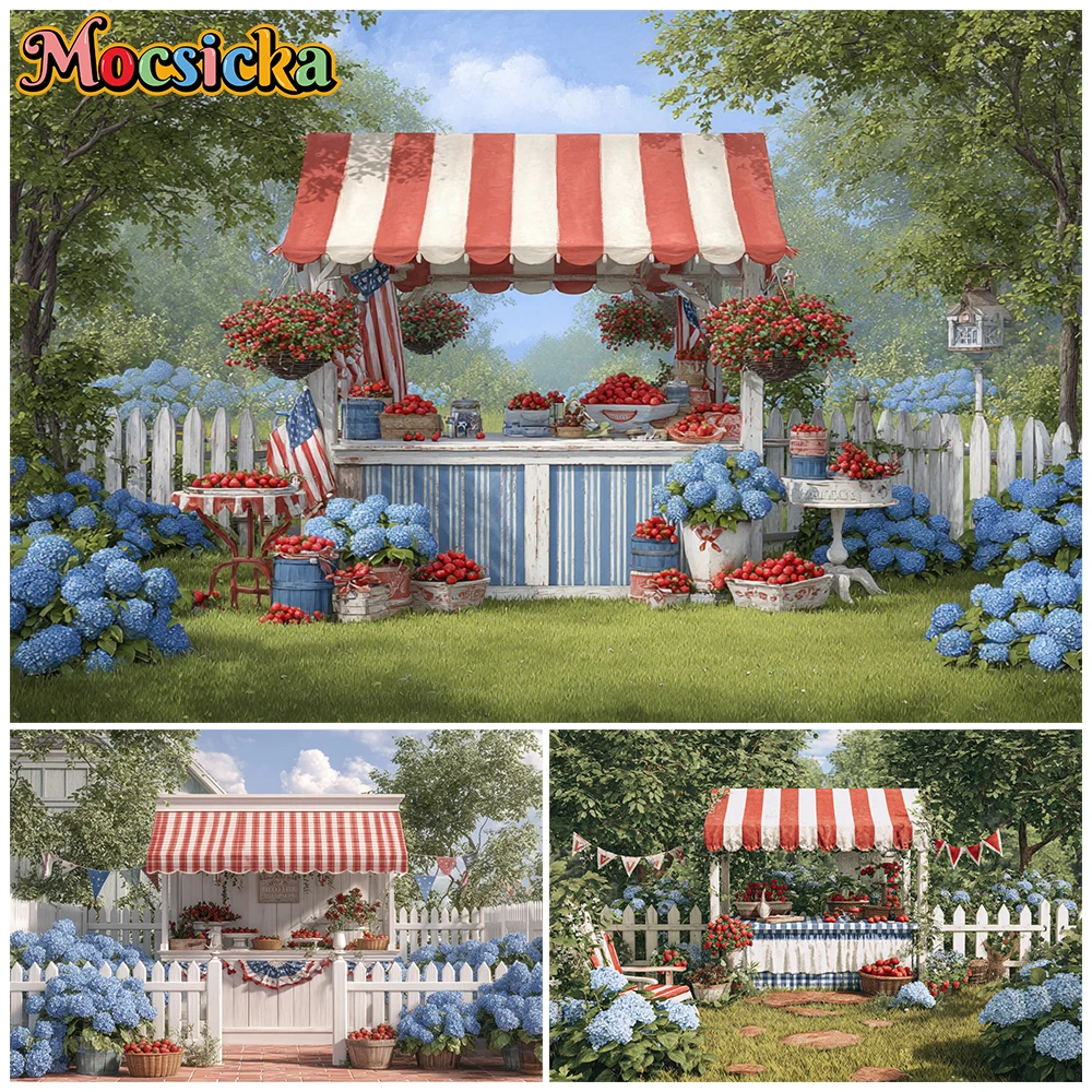 

Mocsicka Photography Background Spring Flowers Strawberry House Decorations Portrait Photo Backdrop Birthday Party Studio Banner