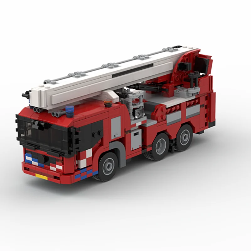 Fire Truck Aerial Work Platform Elevator MOC-55291 Building Block Splicing Model 864PCS Kids Birthday Gift Christmas Toy Gift