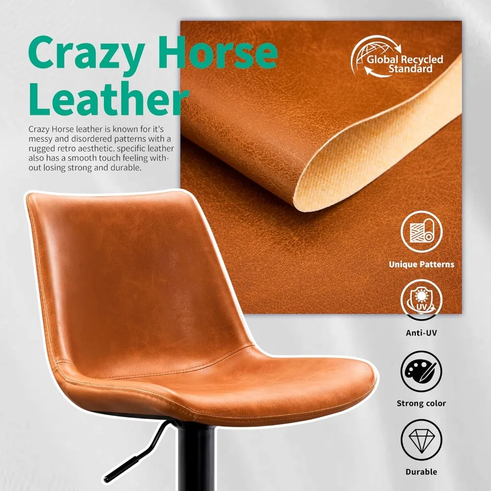 بار البراز ارتفاع قابل للتعديل كريزي هورس الجلود كرسي بار X-قاعدة كبيرة ومقعد بار البراز، مريح بيسترو البراز مع #4