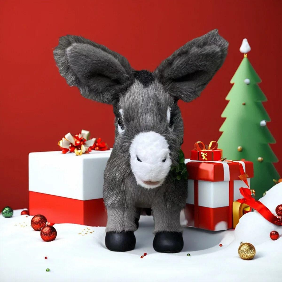 

Simulation Little Donkey Plush Toy New Grey Animal Donkey Stuffed Doll for Boys and Girls Christmas Gift 45x30cm DY10397