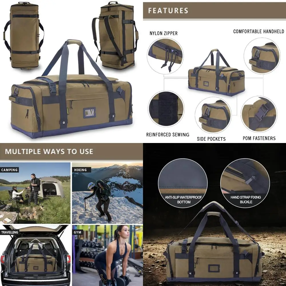 

Heavy-Duty Foldable Military Canvas Duffel Bag - Travel and Gym Backpack for Men and Women, Extra Capacity Tactical Bag