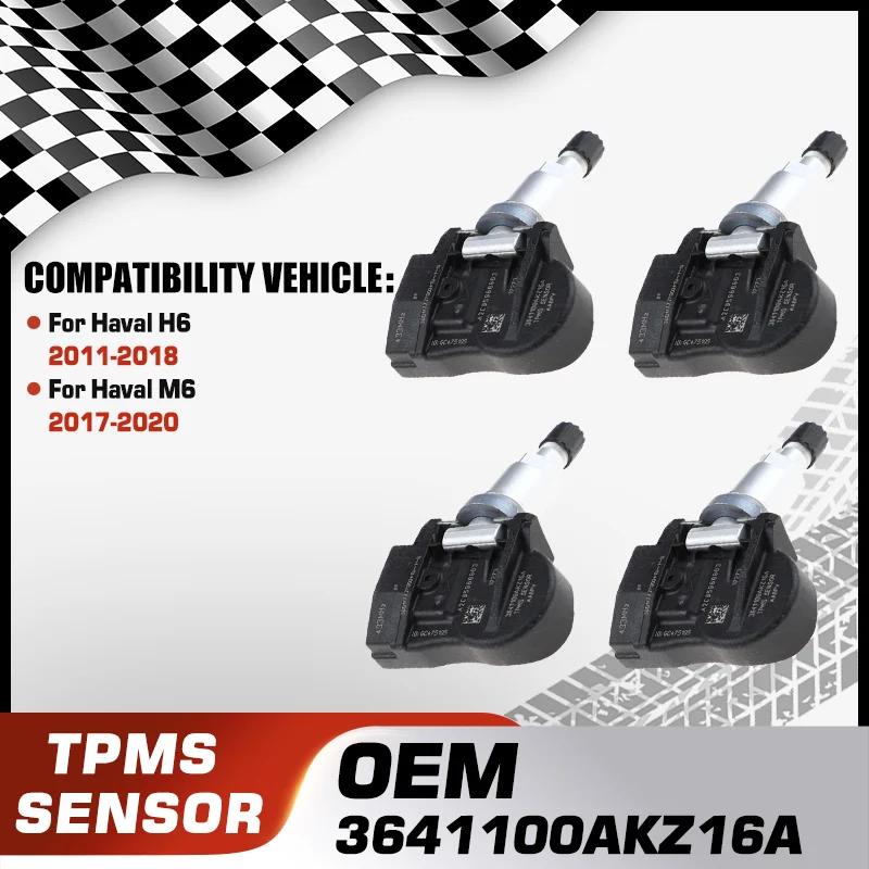 

1/4Pcs Car TPMS Tire Pressure Monitor Sensor System For Haval H6 2011-2018 Haval M6 2017-2020 3641100AKZ16A 3641110AK80XA 433MHz