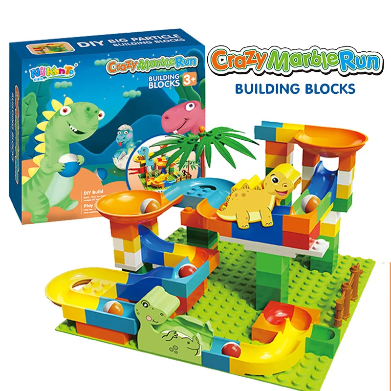 

Generic Dinosaur Marble Run Slide Track Building Blocks Large Particle Assembly Early Educational Toy For Students Home Gift