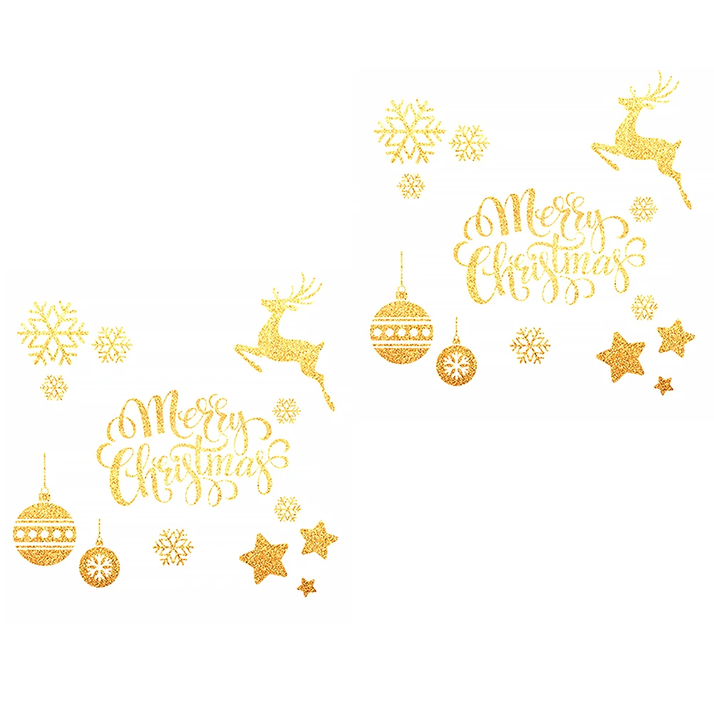 

2Pcs Stickers 65x65cm PVC Material Merry Christmas Sticker Gift Gift Sticker Decor Room nament Merry Christmas