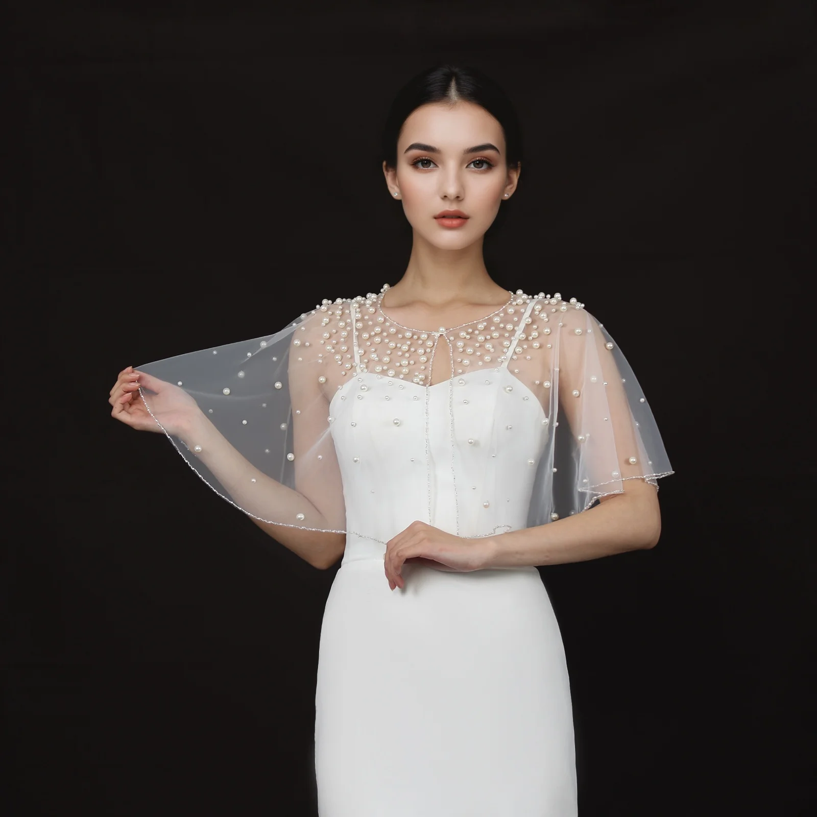 

жемчужная свадебная шаль невесты, свадебное платье, укороченный топ, роскошное короткое пальто с жемчугом, свадебный укороченный топ больших размеров для женщин, мягкая шаль GP31