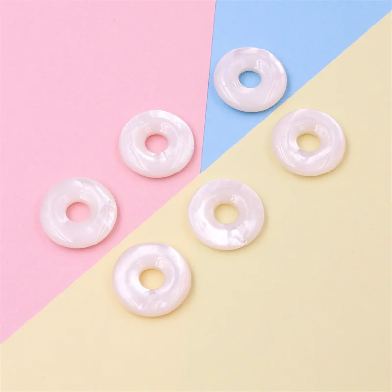 White Shell Mother Of Pearl Natural Donut Disc Pendant Charms 20mm Circle Coin Accessories For Making Jewelry Earring Necklace