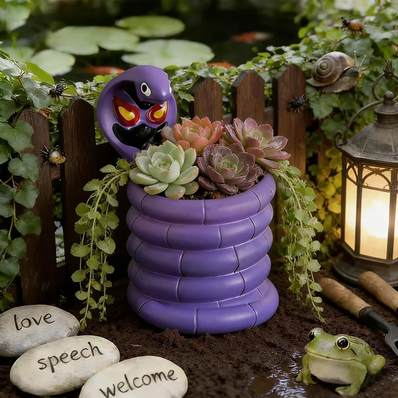 紫のコブラ植木鉢緑の鉢植え植物蛇の形をした容器家の庭の装飾樹 - Snake Plant Ceramic のレビューと価格