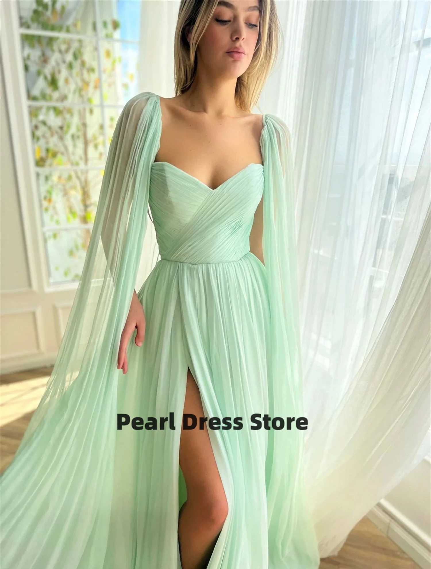 Ball Gown Cocktail of Dresses for Prom Shawl Woman Elegant Dress Es Mint Green Line A Women Evening Dress New in Dresses