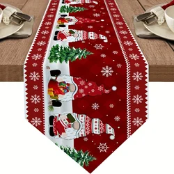 Christmas Gnome Snowflake Linen Table Runners Holiday Party Decor Reusable Kitchen Dining Table Runners Christmas Decorations