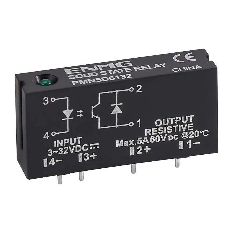 ENMG 24V الجهد العريض PCB-Mount Mini Solid State Relay PMN5D6132، تحكم DC إلى DC (3V/5V متوافق) عزل بصري من نوع الدبوس