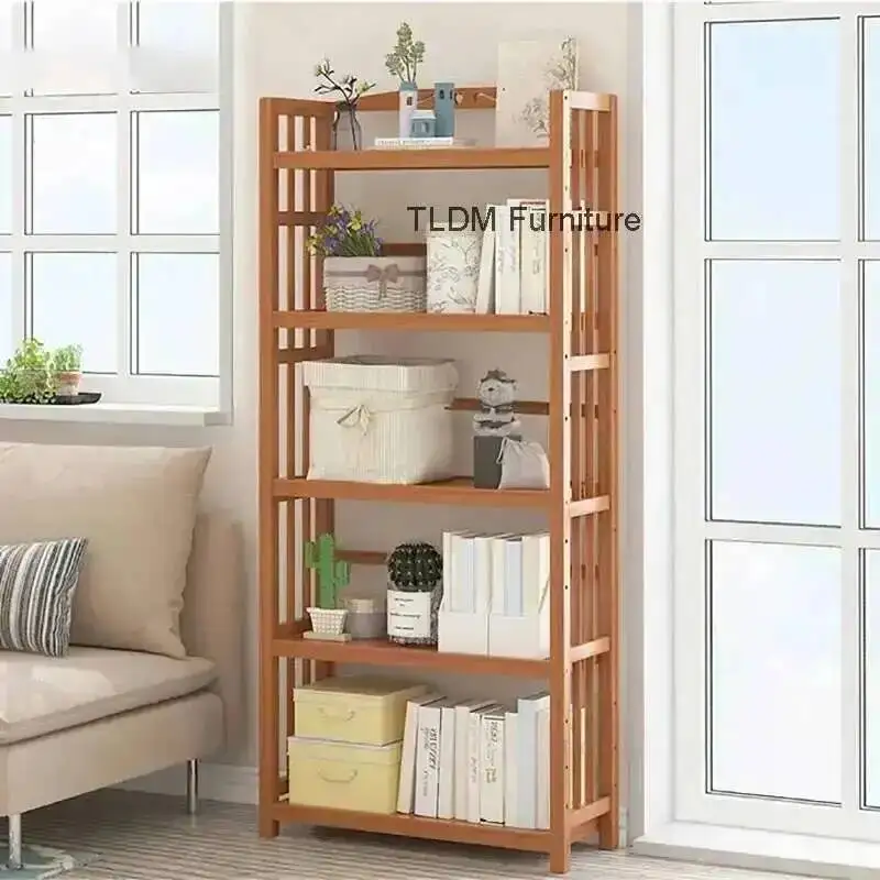 Organizer Room Rack Bamboo Modern Home Simple Bookshelf Display Bookcases Book Living Multi-layer Desk Storage Furniture Stand Y
