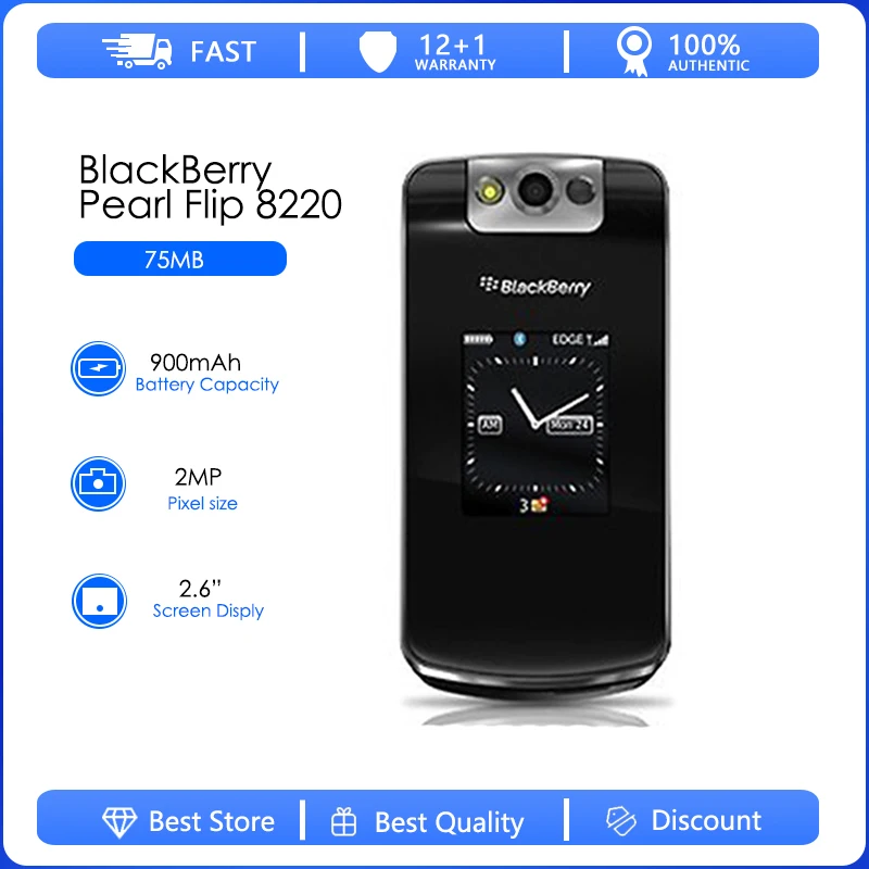 

Blackberry 8220 Refurbished-Original BlackBerry Pearl Flip 8220 Mobile Phone 2MP Refurbished BlackBerry 8220 Free shipping