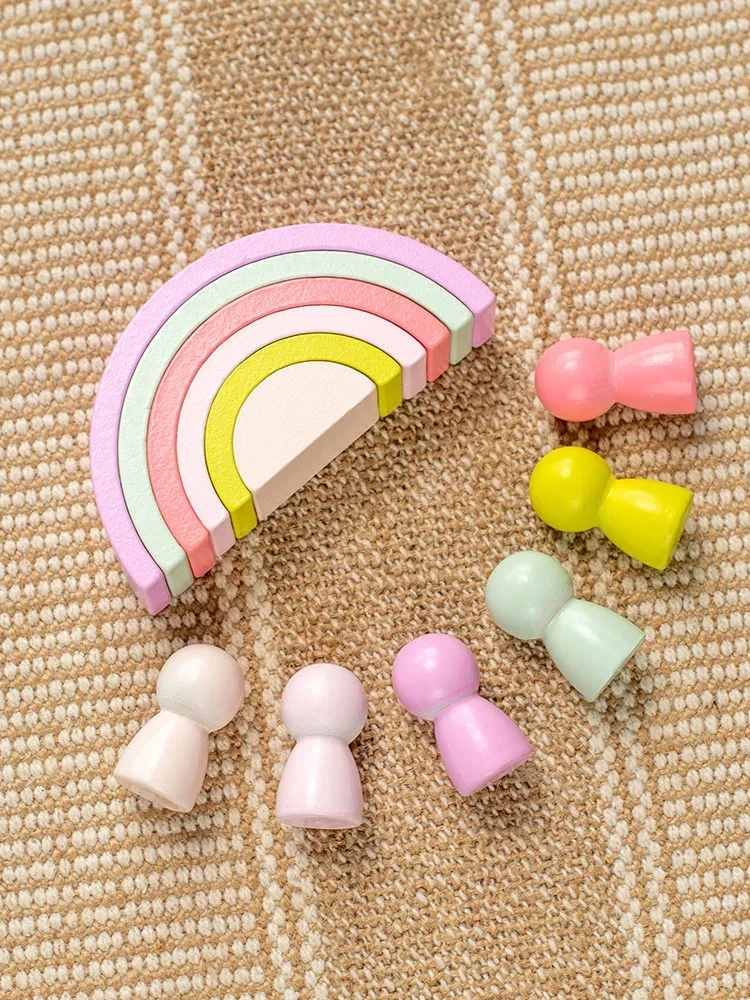 كتل هندسية مونتيسوري ألعاب خشبية إسكندنافية عدد تعلم التراص لعبة التوازن اللعب الحسي التعليم المبكر هدية للأطفال