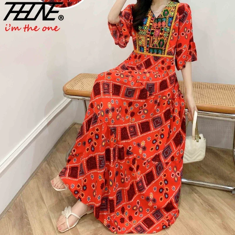 Indian Dress for Women Summer Embroidery Chic Elegant Party Dresses Clothes Vintage Long Maxi Prom Bohemian Beach Robe Vestidos - AliExpress 200000345 Indian Dress for Women Summer Embroidery Chic Elegant Party Dresses Clothes Vintage Long Maxi Prom Bohemian Beach Robe Vestidos - AliExpress 200000345
