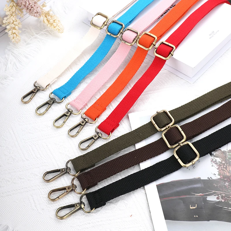 New 130cm Adjustable Long Bag Strap Canvas Girls Students Replacement Bag Strap Pure Color Shoulder Bag Strap With Gold Buckle