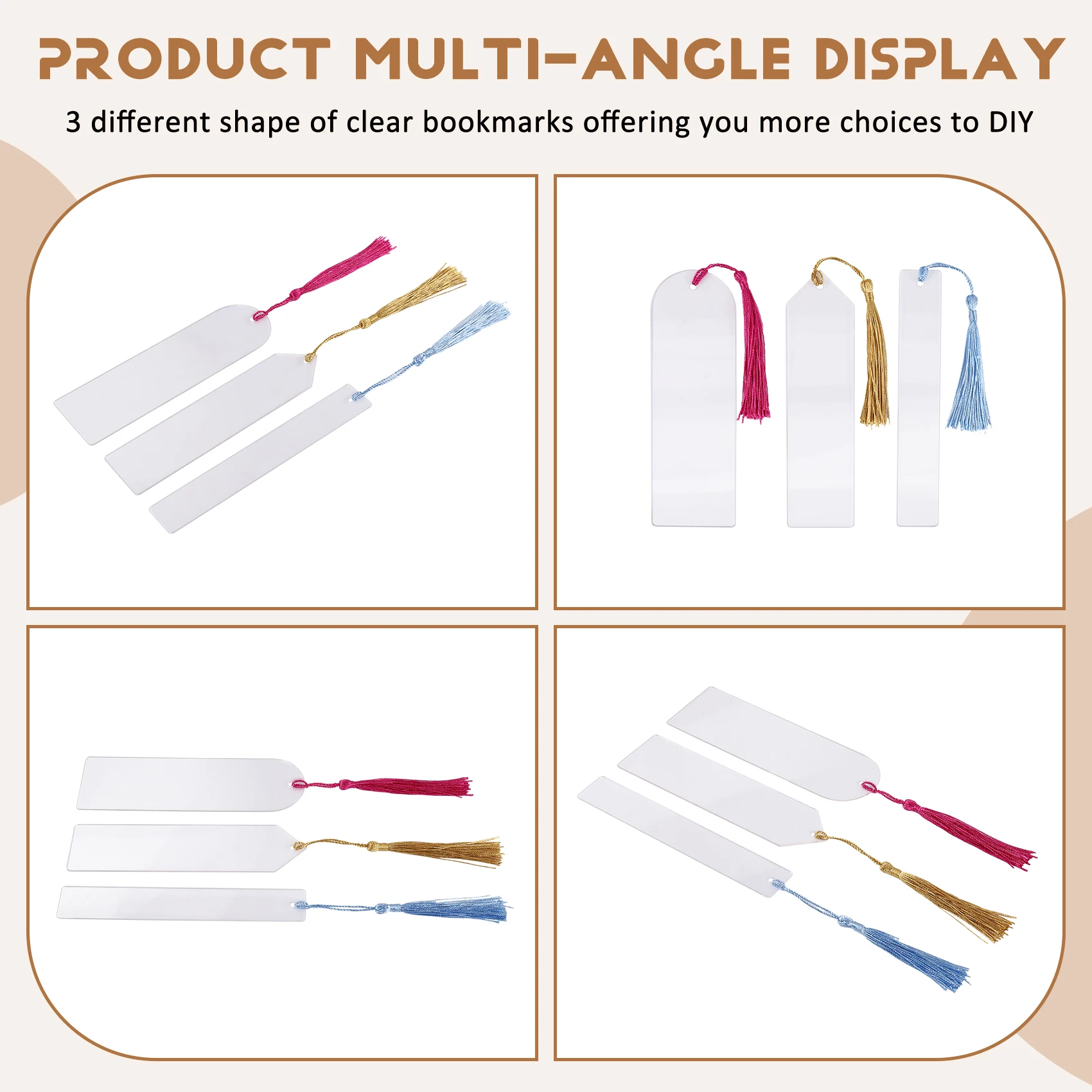 73Pcs Multicolor+Transparent Acrylic Bookmarks Blanks Sublimation Acrylic Book Markers For Women