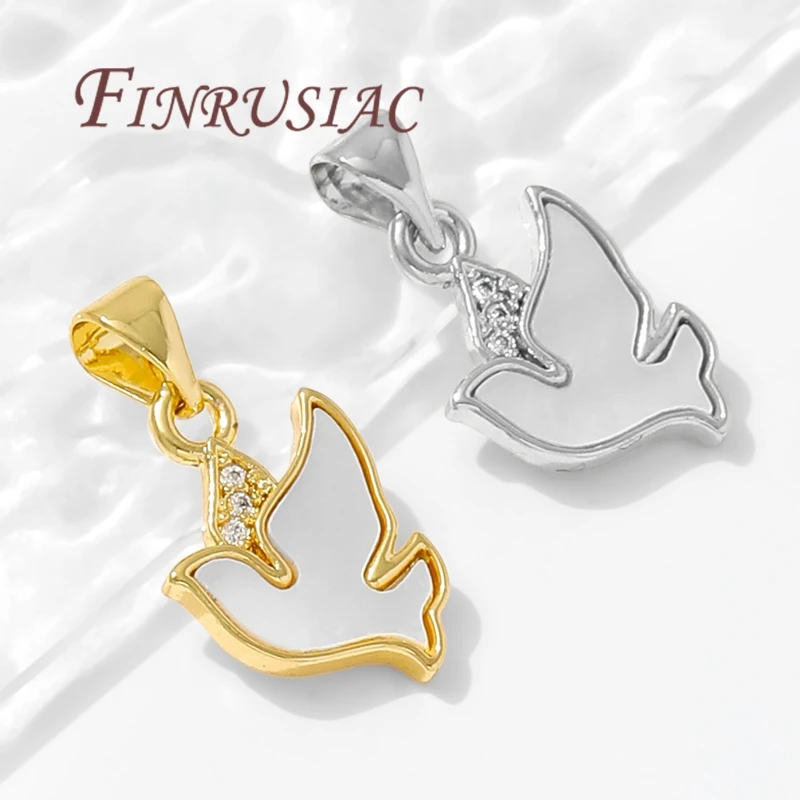 18K Gold Plated Natural Shell Charms For Jewelry Making,Brass Birds Pendants Charm For Necklaces Jewelry Accessories