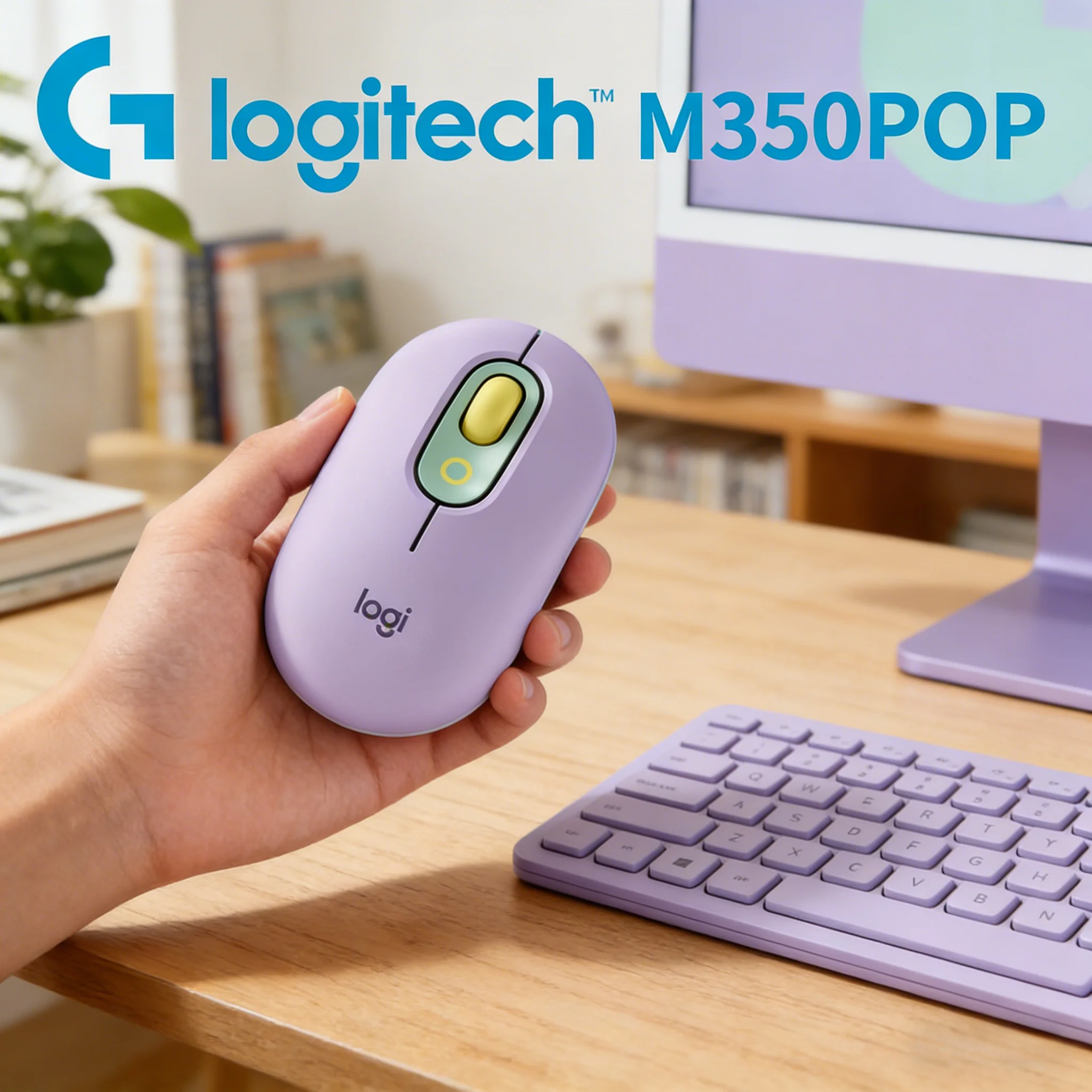 

Беспроводная мышь M350 POP, Bluetooth и 2.4G, двойной режим, бесшумные кнопки, настраиваемая кнопка Emoji, 24 месяца автономной работы для ПК, ноутбуков, планшетов