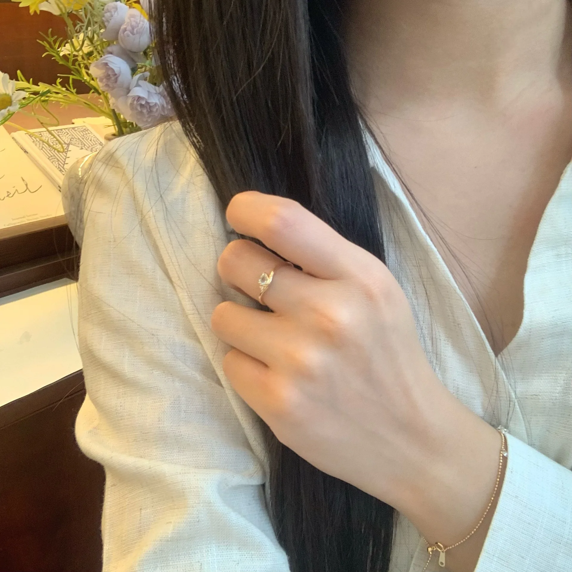 LAMOON Simple Natural Aquamarine Gemstone Ring For Women Classic 925 Sterling Silver Gold Plated Cubic Zircon Fine Jewelry RI414 view 3