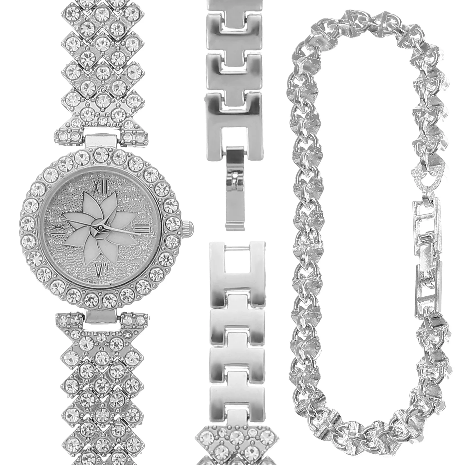 

Exquisite Quartz Rhinestone Watches for Women Elegant Wristwatch Bracelet Set Ladies Stylish Anti Scratch Premium Material