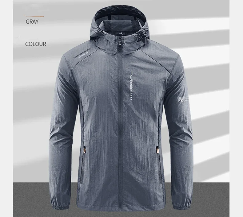 UPF50+ Summer Outdoor Quick Dry Sun-Protective Thin Jacket Men Hiking Fishing Cycling Hooded Gym Sport Ultra Light Windbreaker 156 S99f17912276a499289b219c4c09818e9J