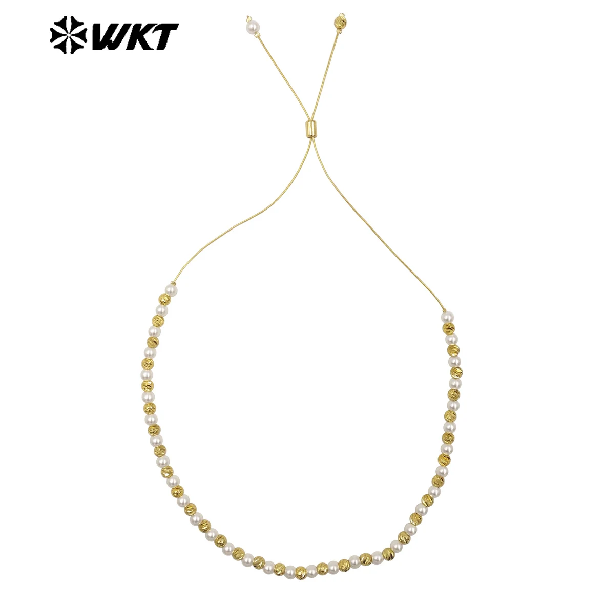WT-JFN20 Wholesale Fashion Gold Plated Hand strand Elegant Adjustable Chain Connect Pearl Beads Necklace 10PCS