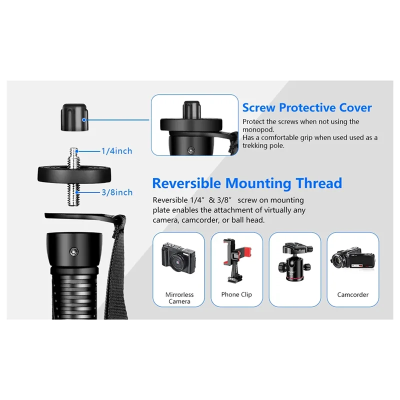 ABGI-Mount محول E222 كاميرا Monopod الألومنيوم التصوير عصا المشي خفيفة الوزن لكاميرا فيديو كانون سوني
