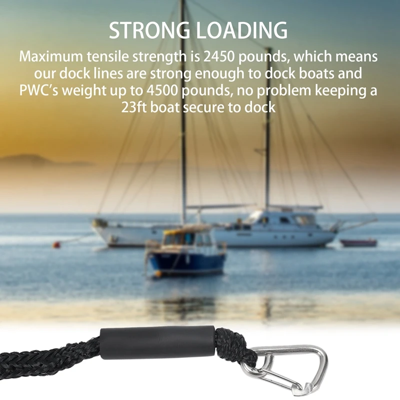 Bungee Boat Dock Lines With Hook 4 Feet Dockline Mooring Rope Boat Accessories Docking Lines Shock Cords For Boats Kayak