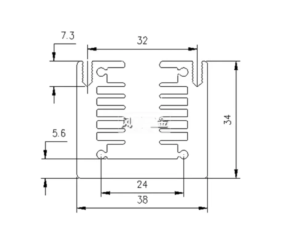 High power air-cooled radiator profile thickened 38*34*100 electronic power tube radiator with fan customization