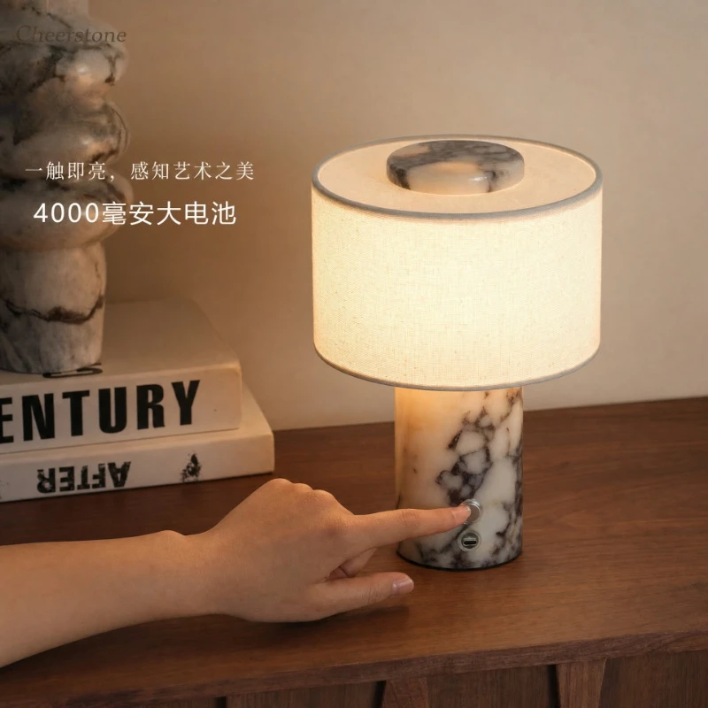 Natural Marble Atmosphere Bedside Dining Table Desk Marble Desk Lamp