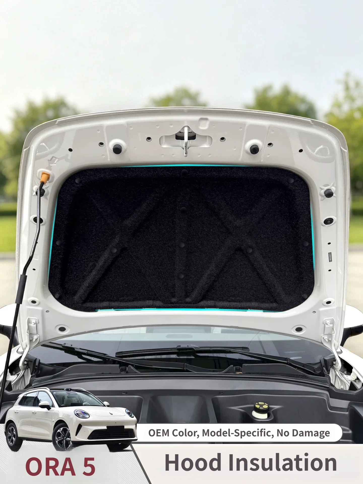 For GWM Ora 5 2025 2026 2027 Car Hood Engine lining Thermal Insulated Cotton Soundproof Mat Engine Heat Cover Protect Accessorie