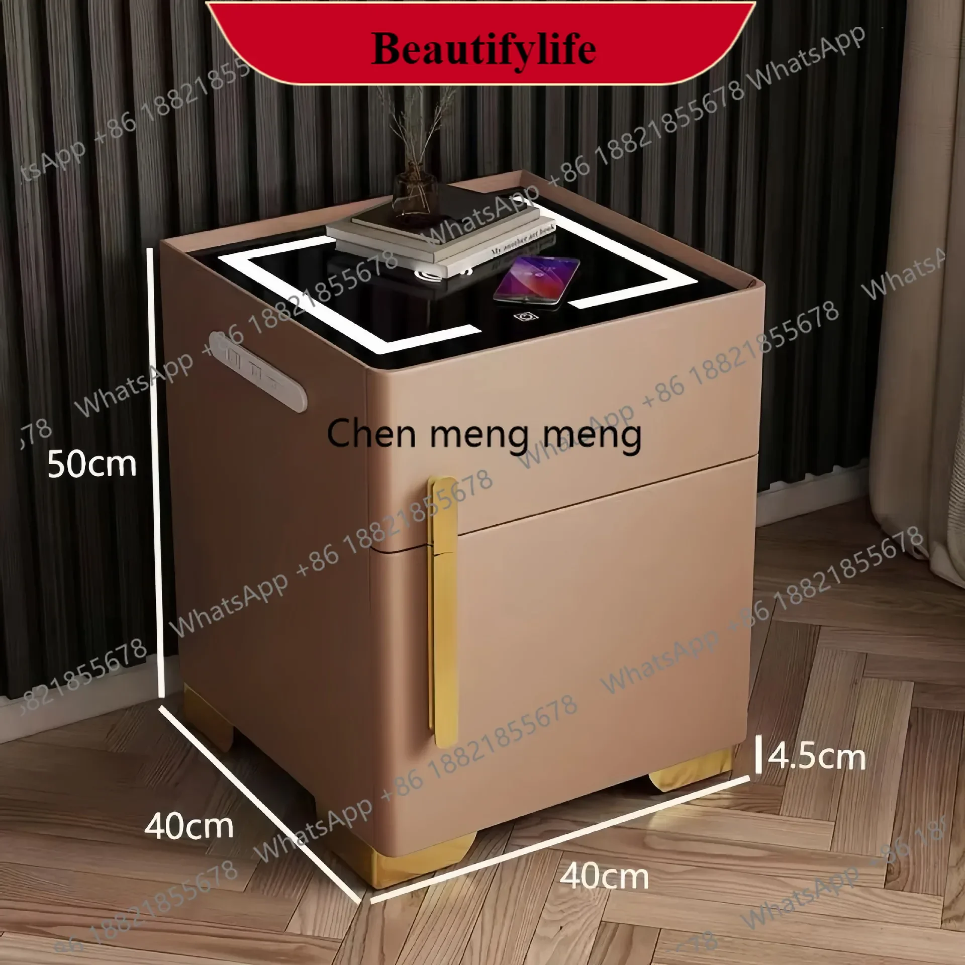 

M138New smart bedside table safe integrated with wireless charging double row plug multi-function