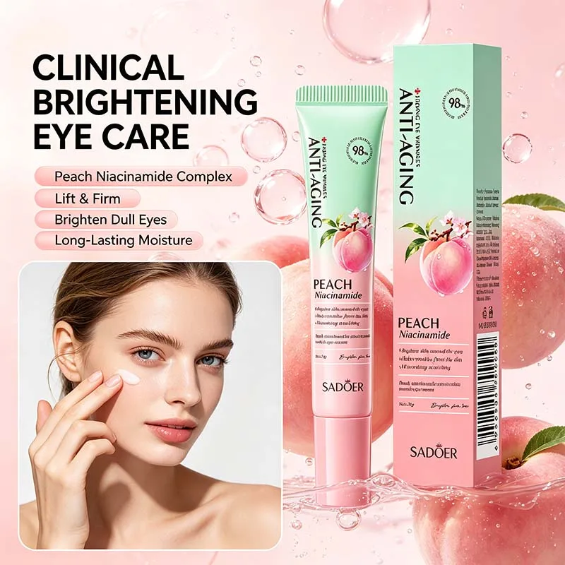 SADOER Peach Niacinamide Anti-Aging Eye Cream Anti Dark Circles Reduce Fine Lines Improve Dull Skin Moisturizing Eye Care