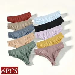 6PCS/Set Women Panties Low Waist Panties Underwear Female Underpants Solid Color Sexy Lingerie Pantys for Woman Thongs Intimates