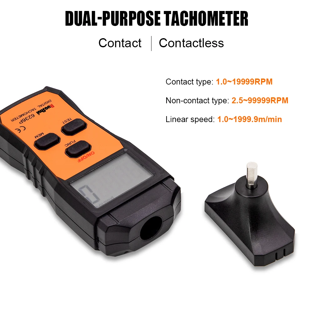 RuoShui Digital Tachometer Laser Non-Contact Tacometro Smart Sensor Speed Meter Range 2.5 -99999 RPM Auto Handheld Motor Tester