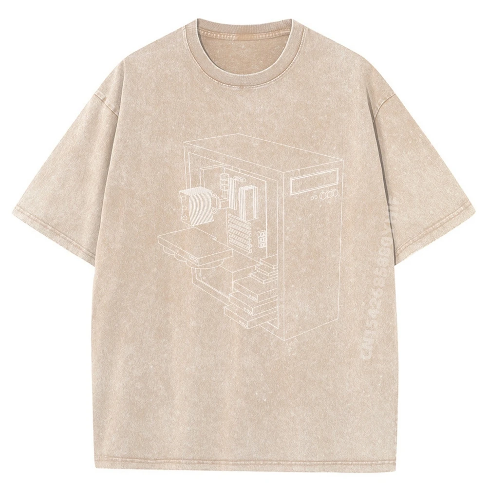 حافظة بناء الكمبيوتر مع وحدة المعالجة المركزية برودة وحدة المعالجة المركزية وحدة معالجة الرسومات Ram Ssd الخ الأسود الجرافيك تي شيرت الرجال الرجعية غسلها تي شيرت #3