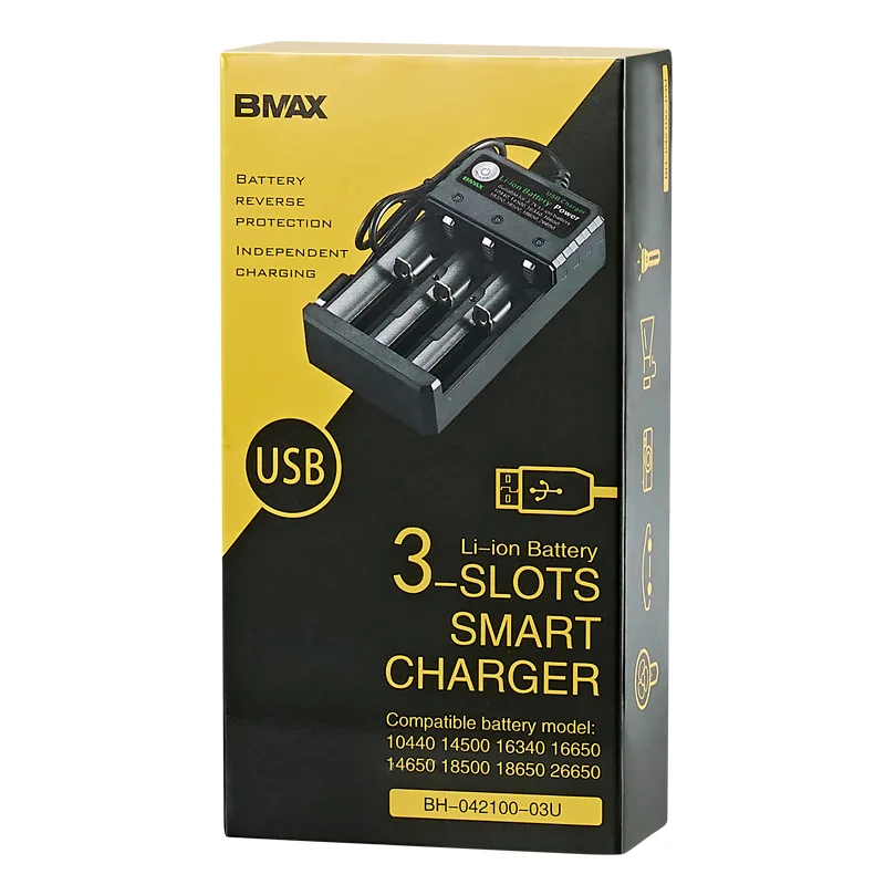 Smart 18650 Charger 3 Slots 4.2V Li-ion Battery USB Independent Charging 18650 18500 14500 16650 26650 Lithium Battery Charger view 6