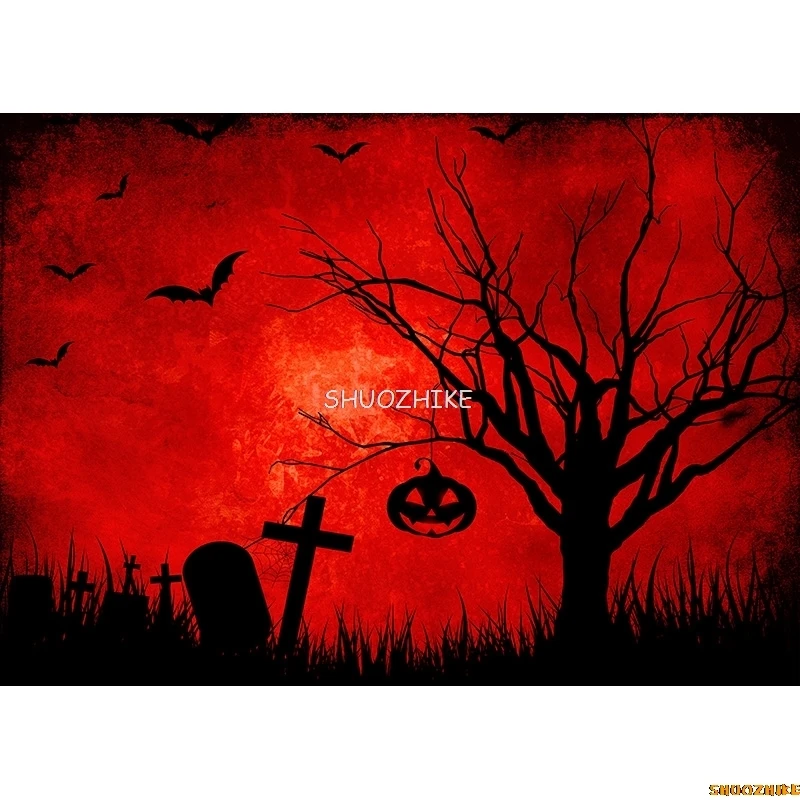 SHUOZHIKE Хэллоуин фон тыква фонарь замок лес луна детский фон для фотосъемки для фотостудии реквизит NG-11