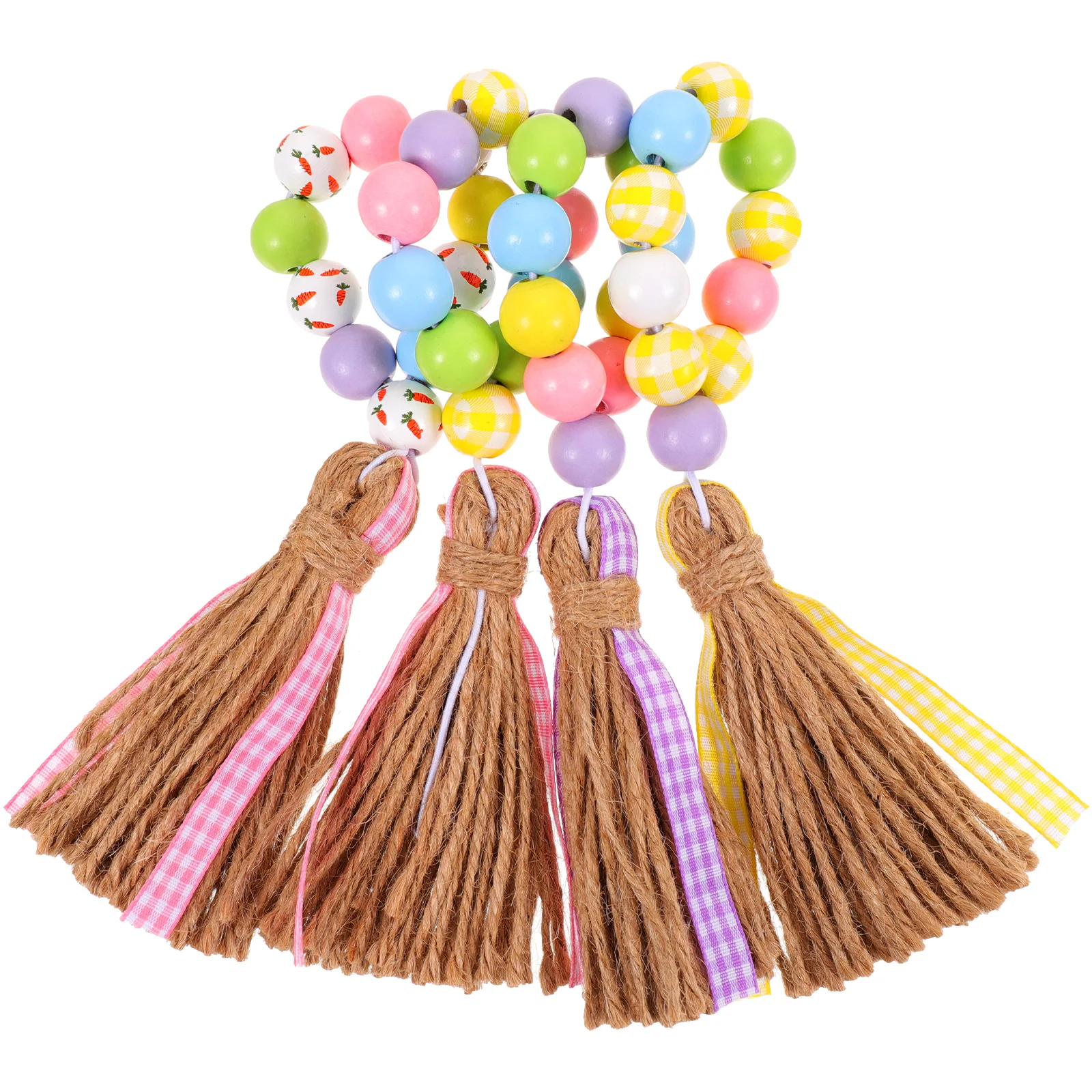 

4Pcs Wood String Napkin Rings Wreath Easter Beads Napkin Holders Buckles Easter Table Decor Centerpieces