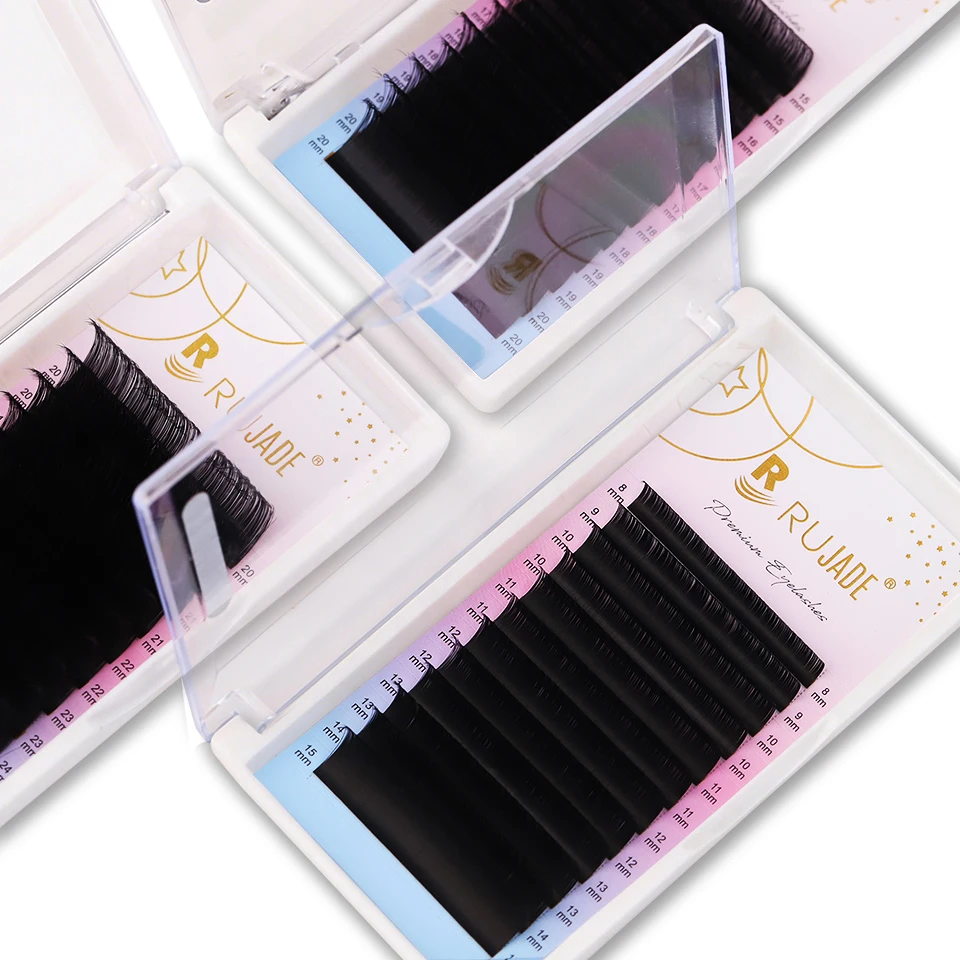 

RUJADE Russian Volume Lash Extension 6-25mm Faux Mink Individual Eyelash Extensions 0.03 0.05 0.07 Long/Lower Cashmere Eyelashes