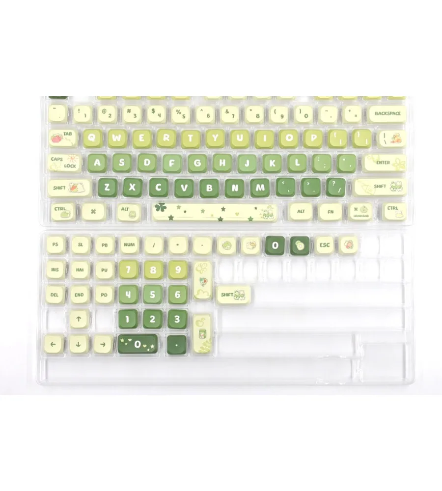 Low shaft cross light green keycap PBT five-sided sublimation suitable NuPhyAir96 keyboard keycap