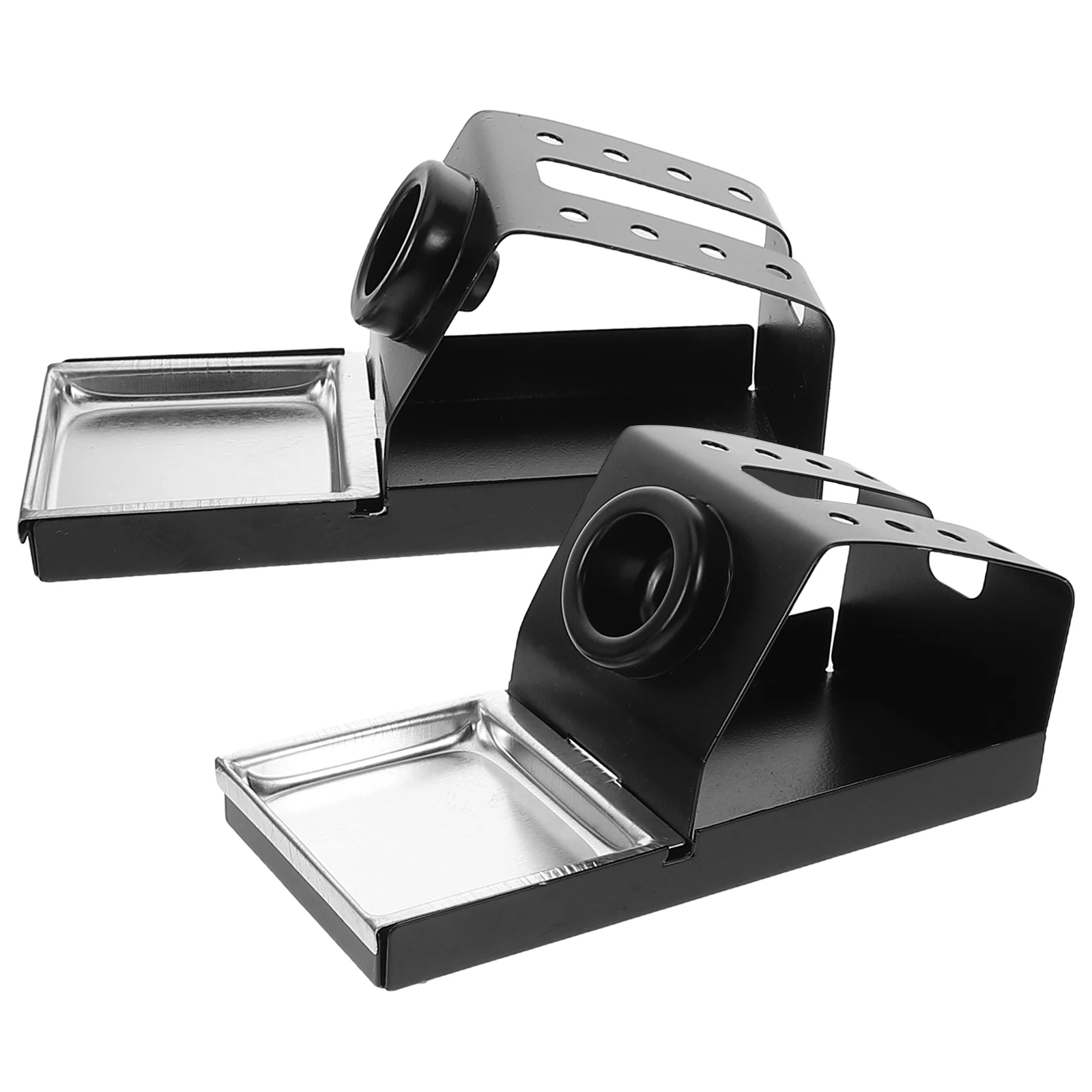 

2pcs Soldering Iron Stand Holder Base Organizer Tool Electric Silver Station High Temp Durable Metal Portable Welding Kits