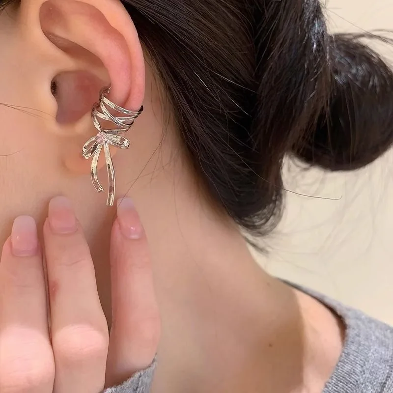 Bow Satin Clip Earrings Cute Chic Boho Unique Trendy for Women, No Piercing Clip Earrings, Party Daily Office Gift Comfort